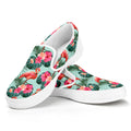 Tropical Floral Flamingo Pattern Print White Slip On Sneakers