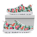 Tropical Floral Flamingo Pattern Print White Running Shoes