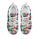 Tropical Floral Flamingo Pattern Print White Sneakers