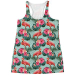 Tropical Floral Flamingo Pattern Print Women's Racerback Tank Top