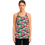 Tropical Floral Flamingo Pattern Print Women's Racerback Tank Top