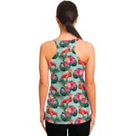 Tropical Floral Flamingo Pattern Print Women's Racerback Tank Top