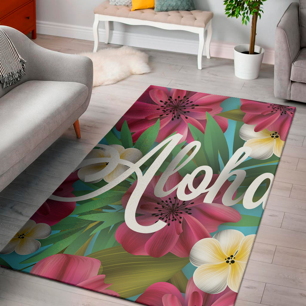 Tropical Flower Aloha Print Area Rug