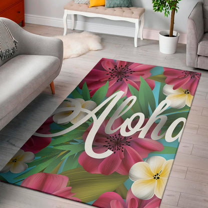 Tropical Flower Aloha Print Area Rug
