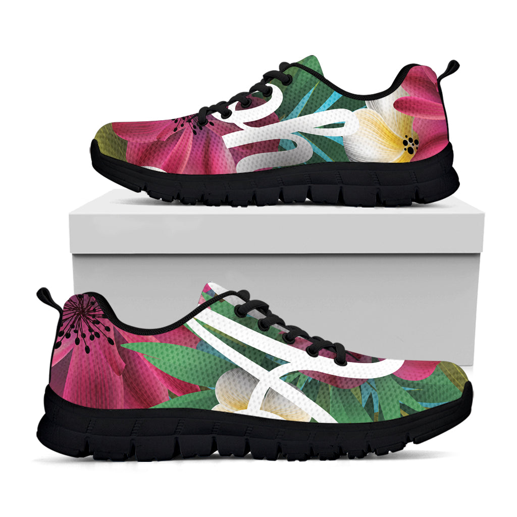 Tropical Flower Aloha Print Black Sneakers