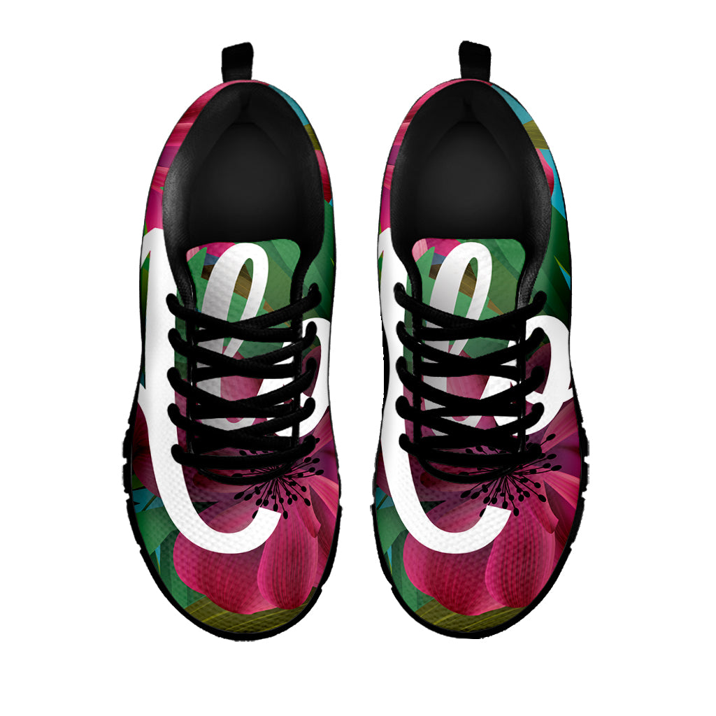 Tropical Flower Aloha Print Black Sneakers