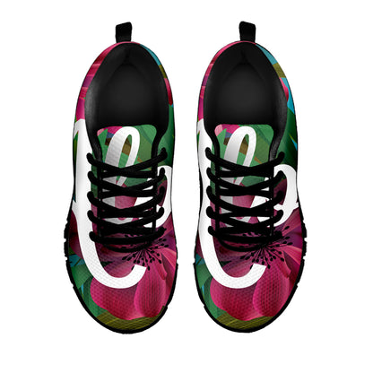 Tropical Flower Aloha Print Black Sneakers