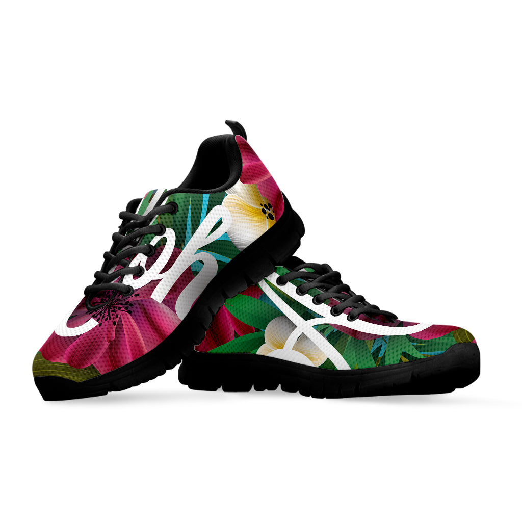 Tropical Flower Aloha Print Black Sneakers