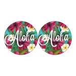 Tropical Flower Aloha Print Car Coasters