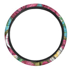 Tropical Flower Aloha Print Car Steering Wheel Cover