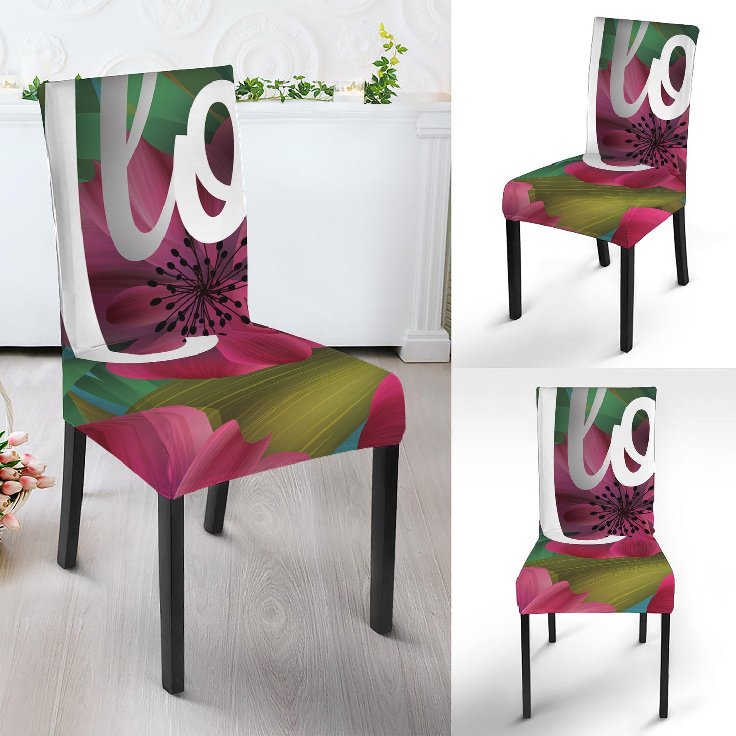 Tropical Flower Aloha Print Dining Chair Slipcover