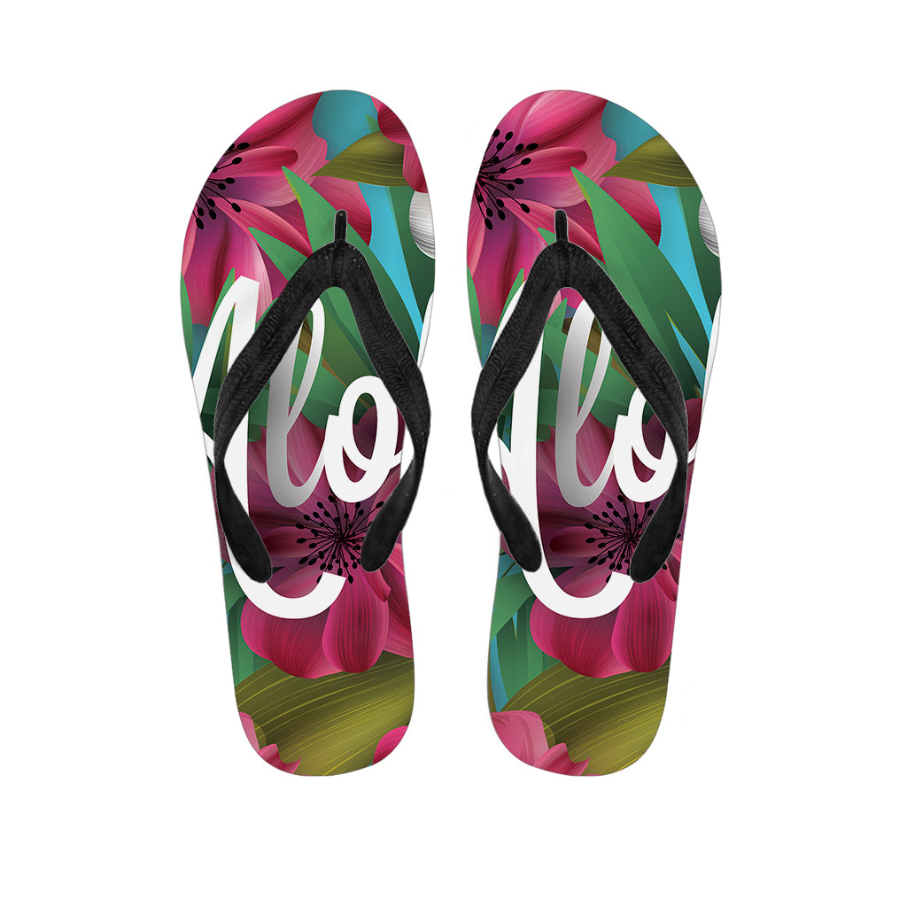 Tropical Flower Aloha Print Flip Flops