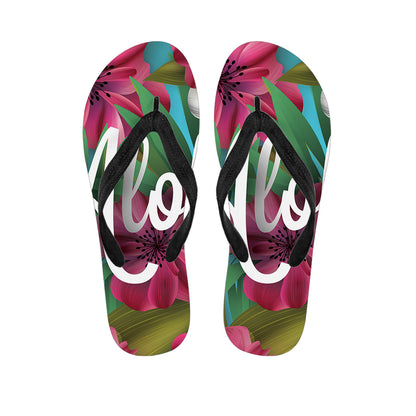 Tropical Flower Aloha Print Flip Flops