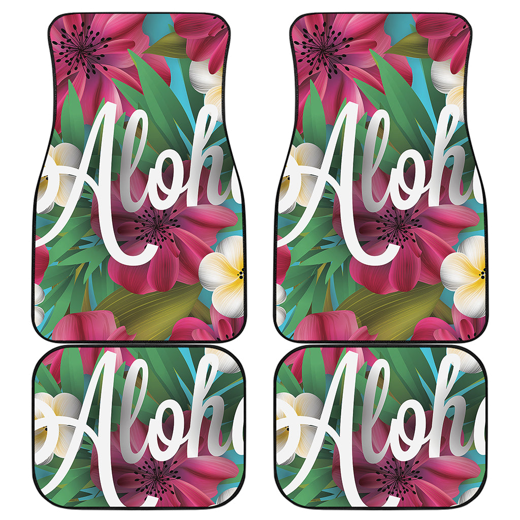 Tropical Flower Aloha Print Front and Back Car Floor Mats