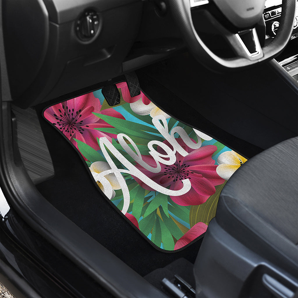 Tropical Flower Aloha Print Front and Back Car Floor Mats