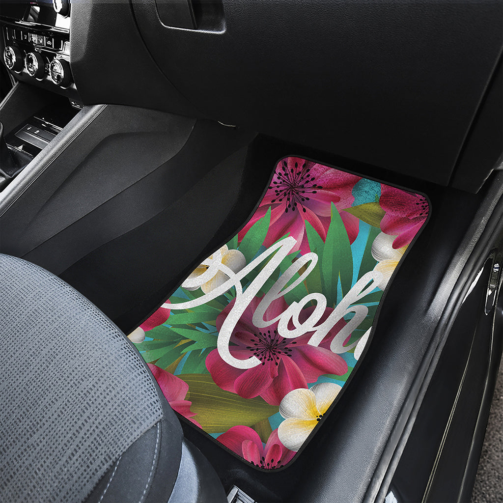 Tropical Flower Aloha Print Front and Back Car Floor Mats