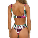 Tropical Flower Aloha Print Front Bow Tie Bikini