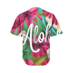 Tropical Flower Aloha Print Men's Baseball Jersey