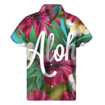 Tropical Flower Aloha Print Men's Short Sleeve Shirt