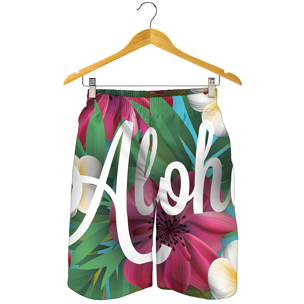 Tropical Flower Aloha Print Men's Shorts