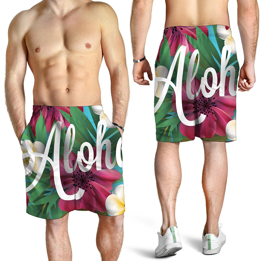 Tropical Flower Aloha Print Men's Shorts