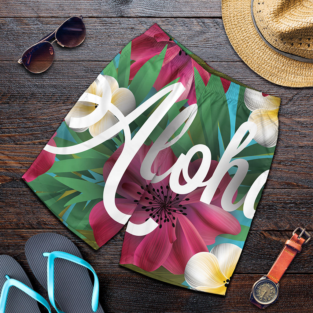 Tropical Flower Aloha Print Men's Shorts