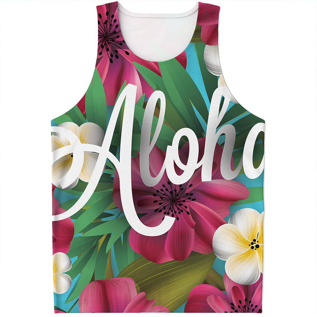 Tropical Flower Aloha Print Men's Tank Top