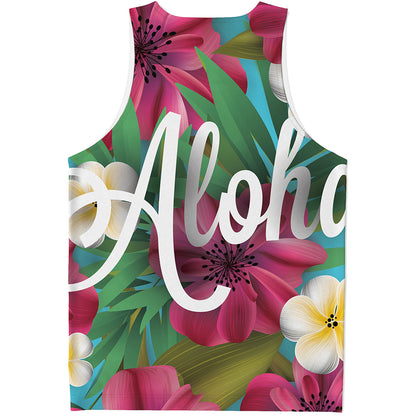 Tropical Flower Aloha Print Men's Tank Top