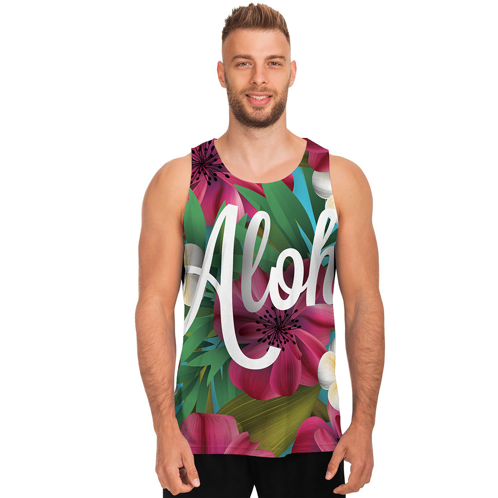 Tropical Flower Aloha Print Men's Tank Top