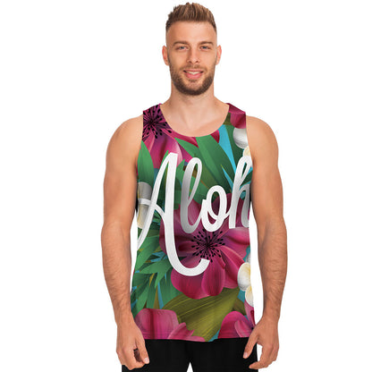 Tropical Flower Aloha Print Men's Tank Top