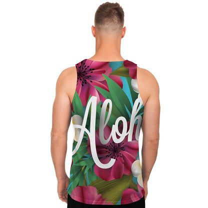 Tropical Flower Aloha Print Men's Tank Top