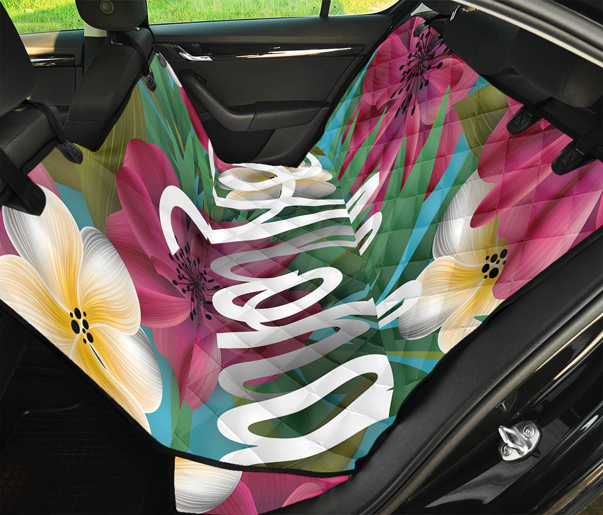 Tropical Flower Aloha Print Pet Car Back Seat Cover