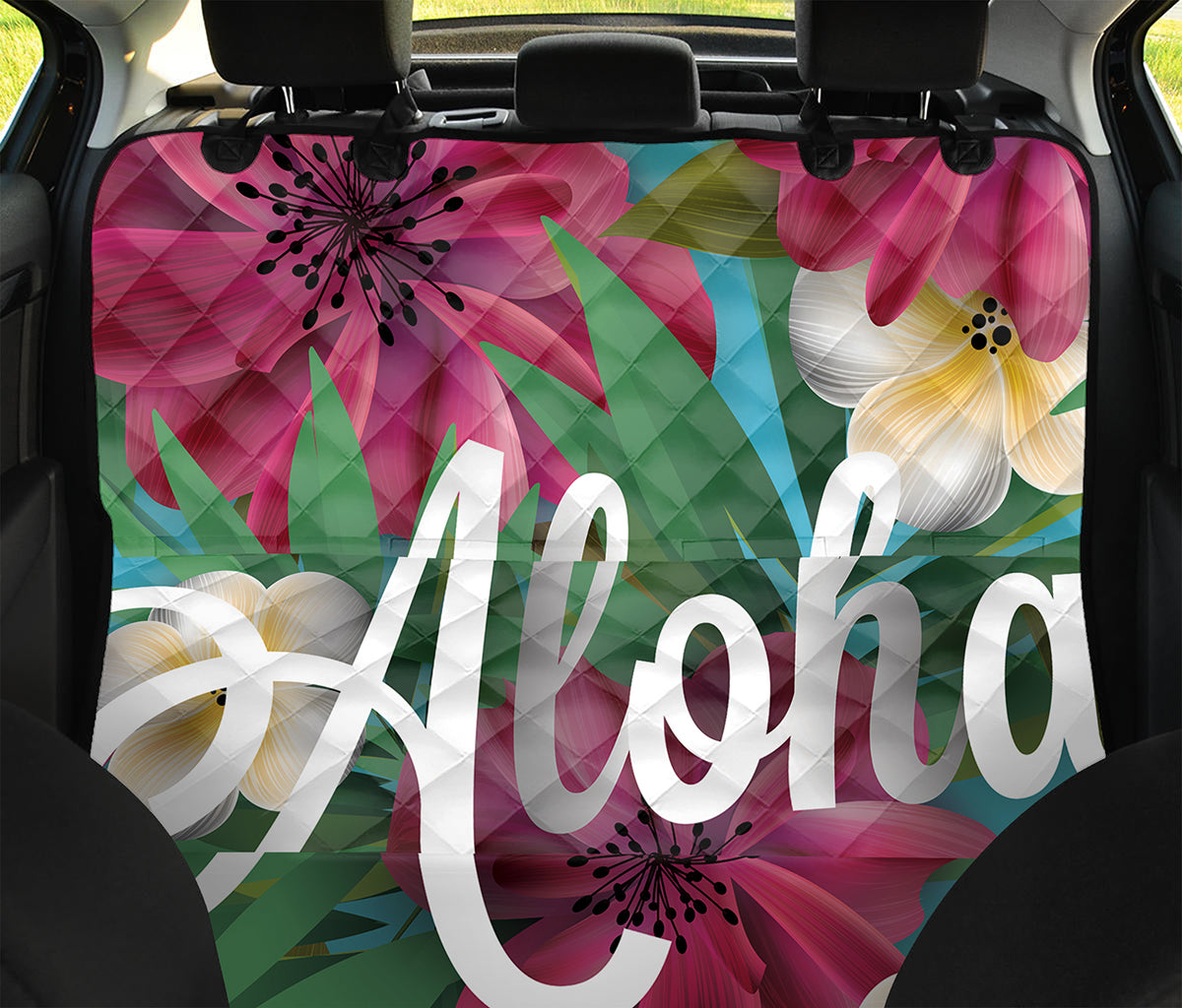 Tropical Flower Aloha Print Pet Car Back Seat Cover