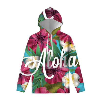 Tropical Flower Aloha Print Pullover Hoodie