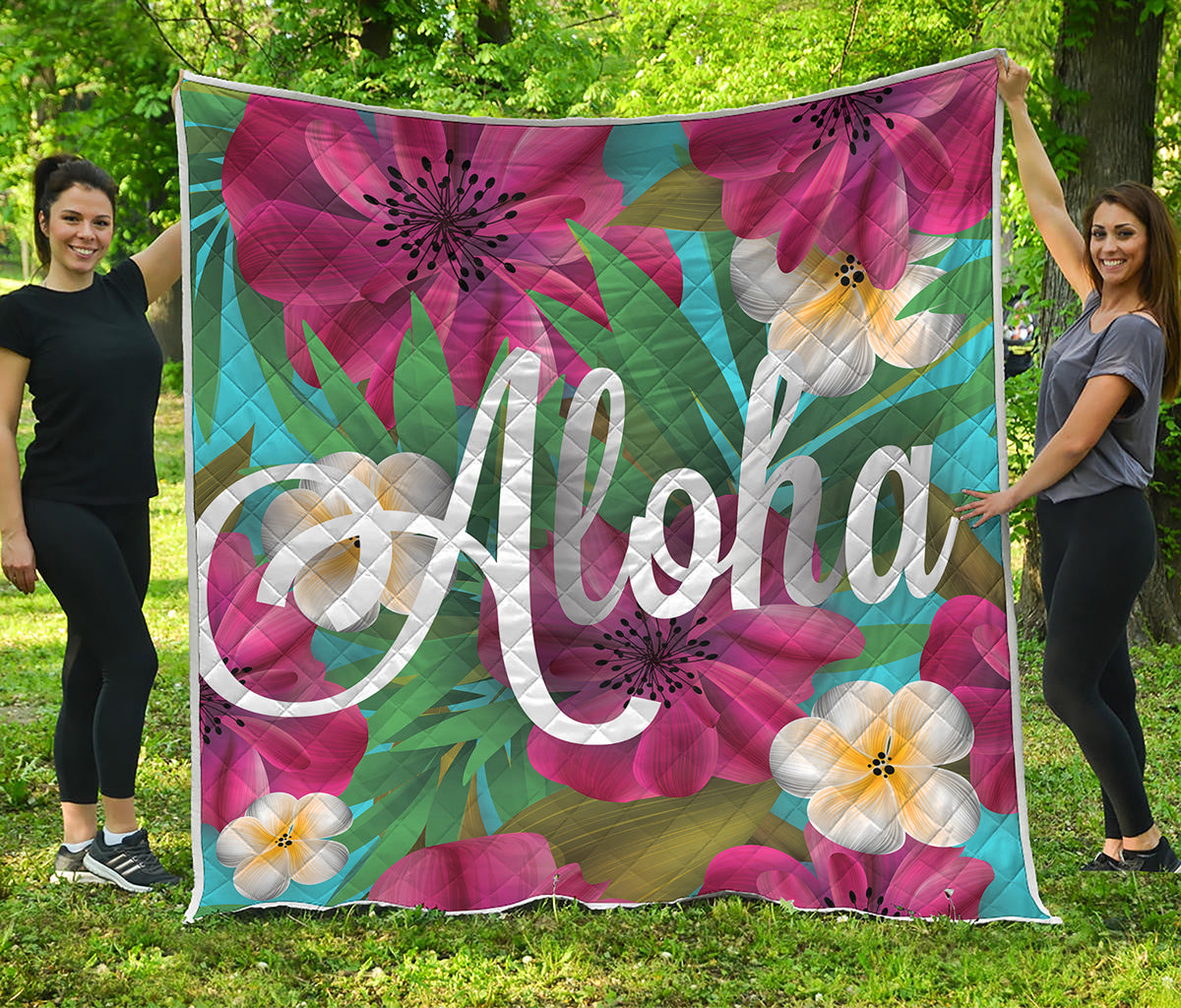 Tropical Flower Aloha Print Quilt