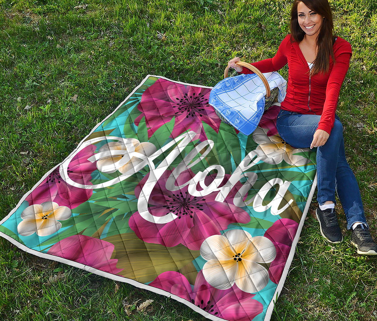 Tropical Flower Aloha Print Quilt