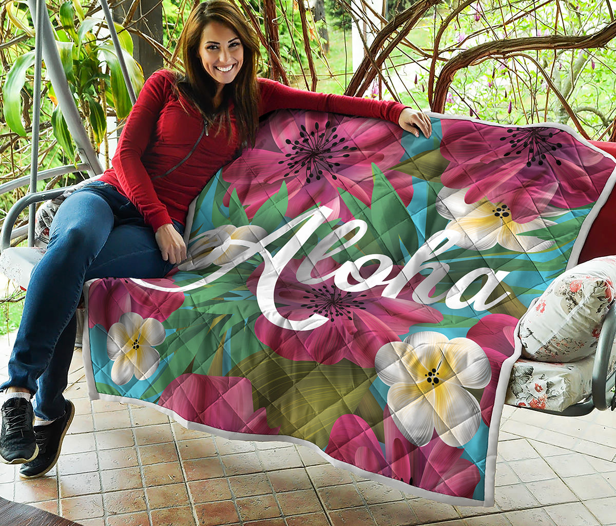Tropical Flower Aloha Print Quilt