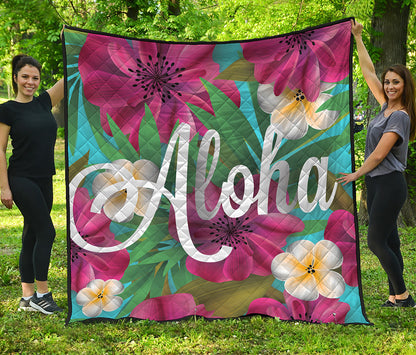 Tropical Flower Aloha Print Quilt