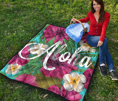 Tropical Flower Aloha Print Quilt
