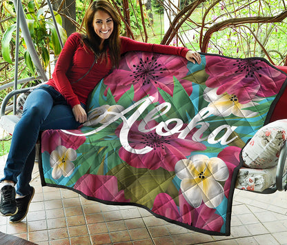 Tropical Flower Aloha Print Quilt