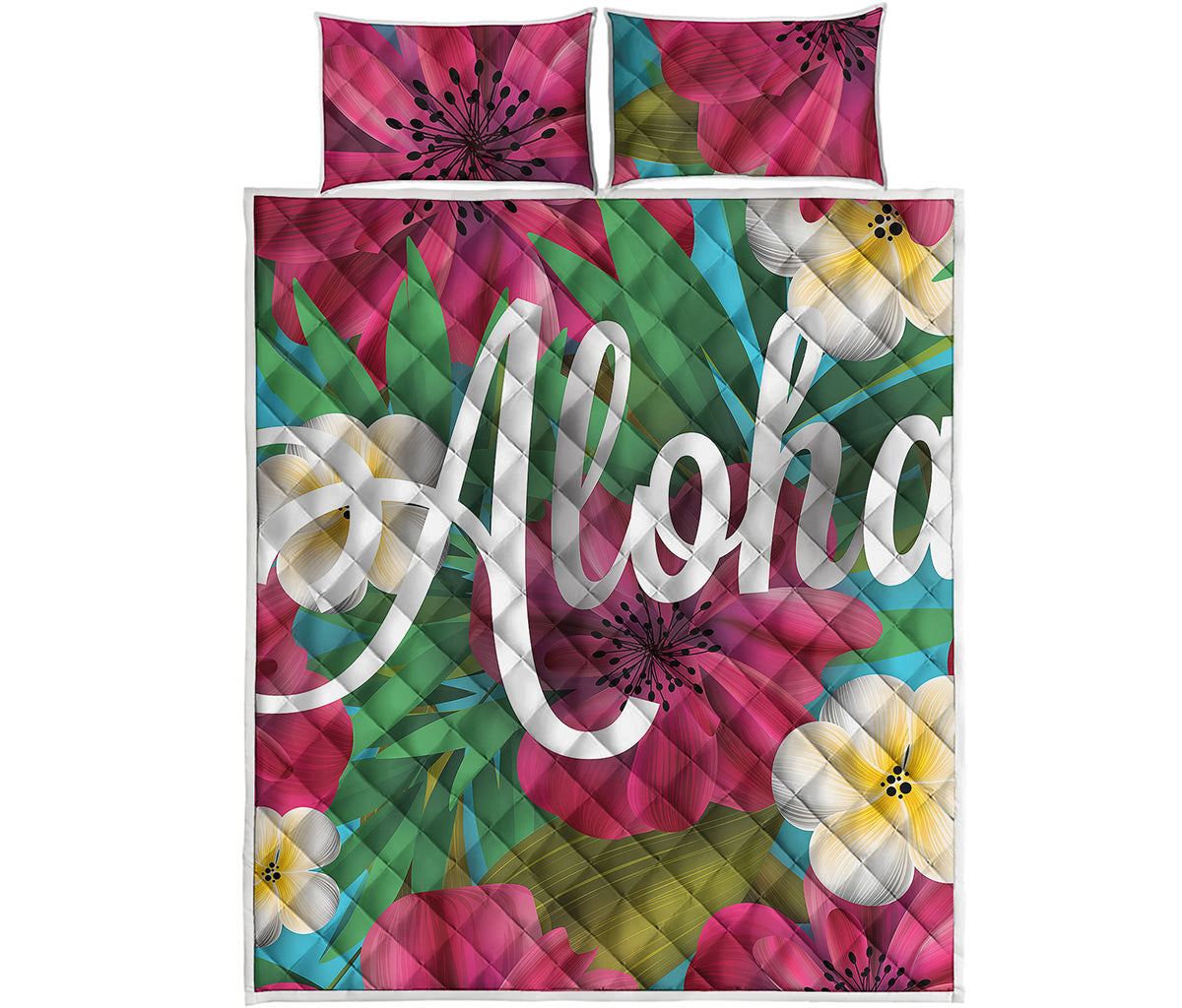 Tropical Flower Aloha Print Quilt Bed Set