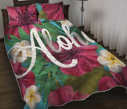 Tropical Flower Aloha Print Quilt Bed Set