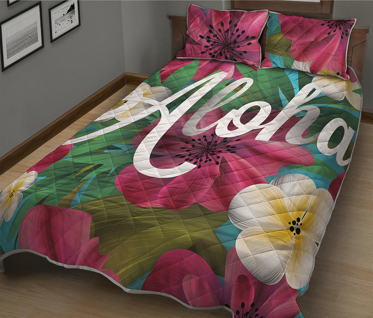 Tropical Flower Aloha Print Quilt Bed Set