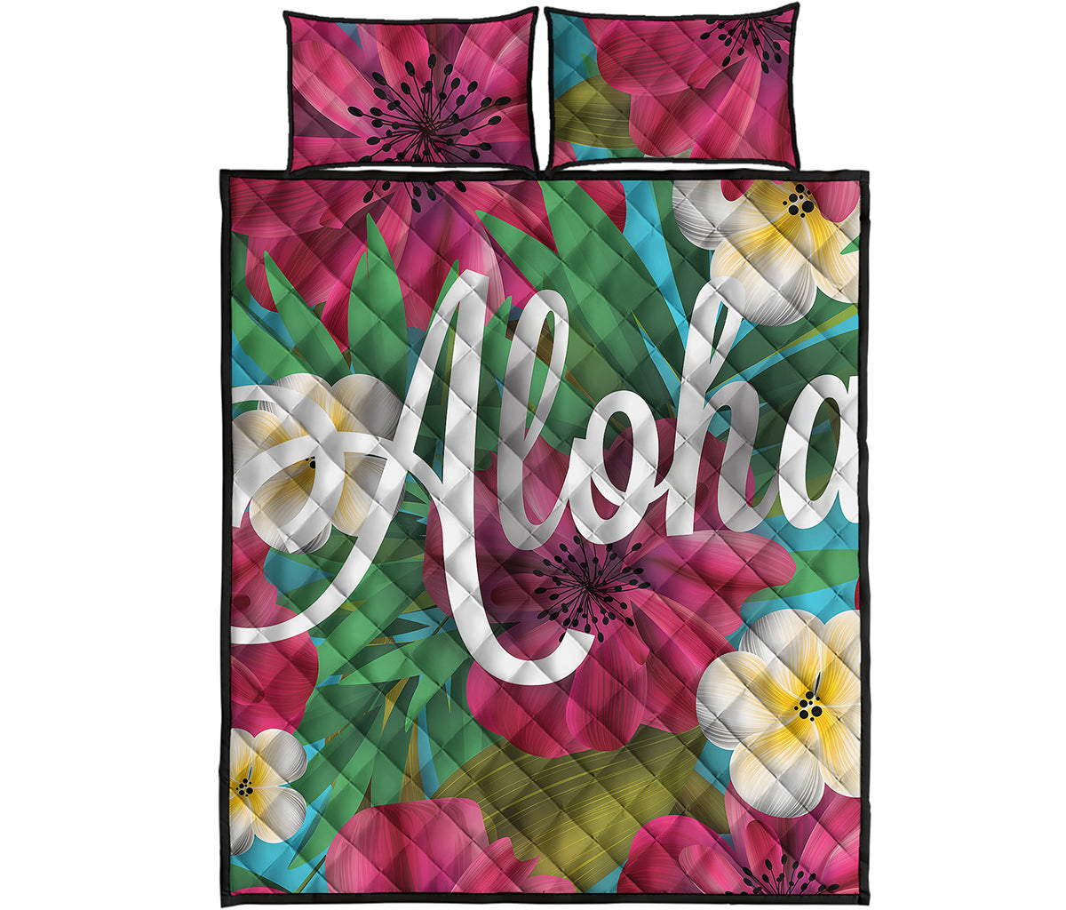 Tropical Flower Aloha Print Quilt Bed Set