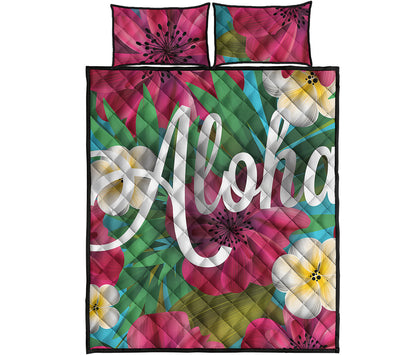 Tropical Flower Aloha Print Quilt Bed Set