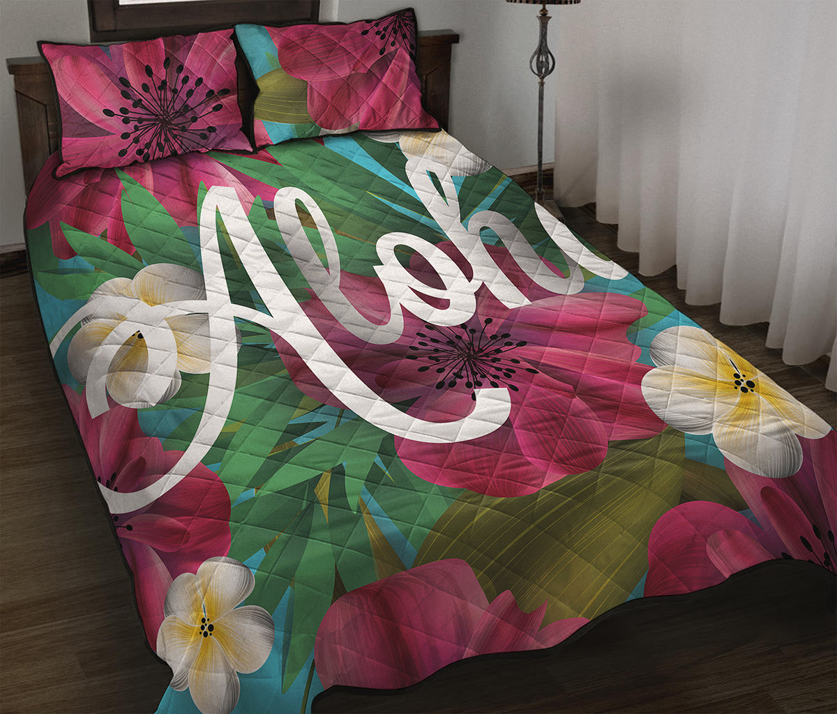 Tropical Flower Aloha Print Quilt Bed Set