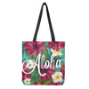 Tropical Flower Aloha Print Tote Bag