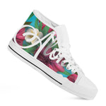 Tropical Flower Aloha Print White High Top Shoes