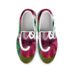 Tropical Flower Aloha Print White Slip On Shoes