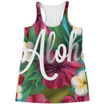 Tropical Flower Aloha Print Women's Racerback Tank Top